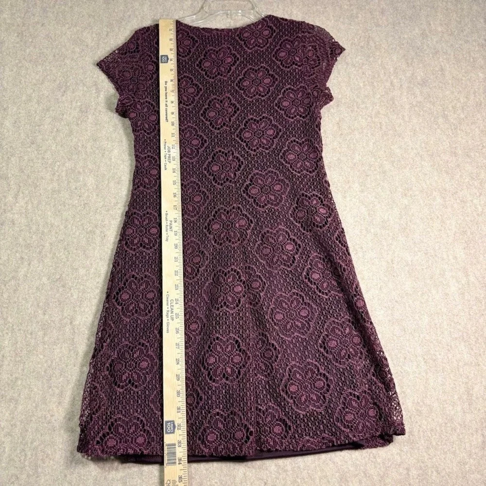 Mirrors Lace Dress Womens Large Purple Modal Blend Cap Sleeve‎ Lace Sheath Boho